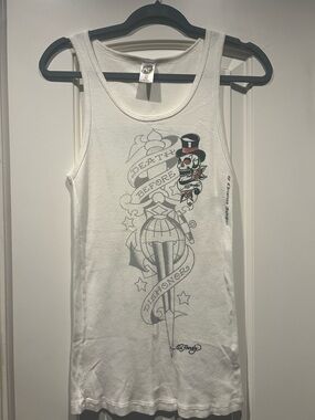 Rare Vintage Ed Hardy by Christian Audigier "Death Before Dishonor" Ribbed Tank